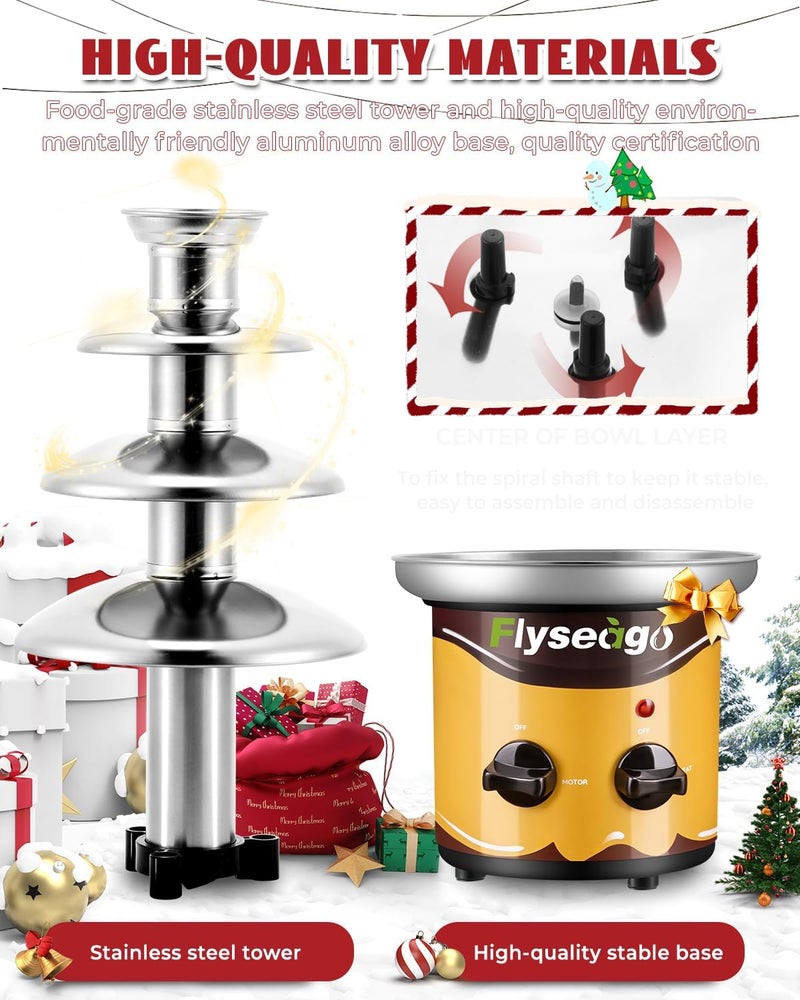 Flyseago Chocolate Fountain Machine 4 Tiers Cheese Fountain Perfect for Nacho Cheese, Chocolate Sauce, Wedding, Party - Image 2